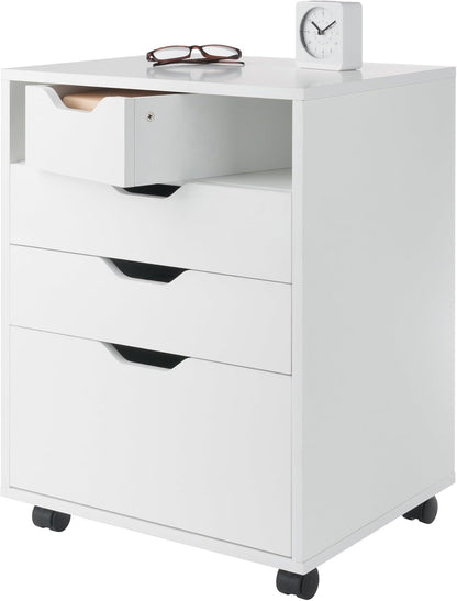 Winsome Halifax Mobile Storage Cabinet with 5 Drawers in White, Stylish & Functional Home Storage Cabinet for Filing, Kitchen Organization, Moveable Furniture for Office, Dorms, Apartments