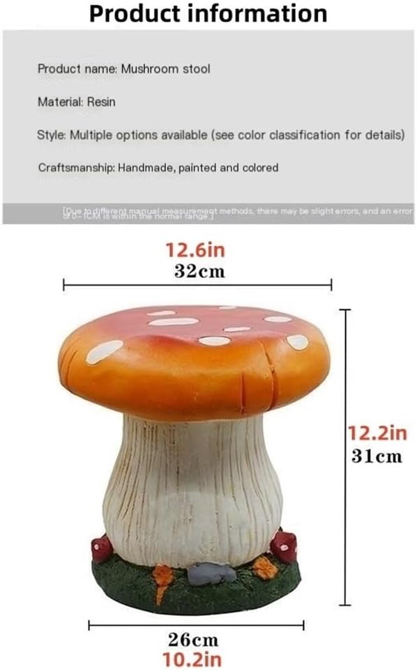 Small Mushroom Shape Ottoman, Outdoor Garden Resin Decorative Mushroom Stool, Resin Sculpture Decoration, Patio Decor(Green)