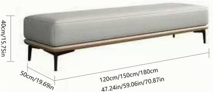 Modern Bedroom Bench, PU Leather Entrance, Upholstered Bed Stool with Metal Legs, for Living Room, Foyer, Dining, Bedrooms Entryway(150 * 50 * 40cm)