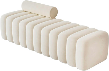 Modern Long Bench with Backrest for Changing Shoes Bedroom Bed end Walk-in Closet Rest Area Entryway(Small)