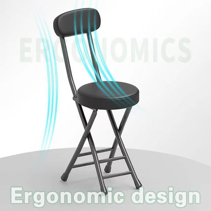 18inch Counter Height Folding Stools for Adults, Cushioned Padded Folding Bar Stool with Footrest & Backrest, Foldable Counter Stool Load Capacity 150kg/330lb, For Kitchen Garden Office ( Color : Brow
