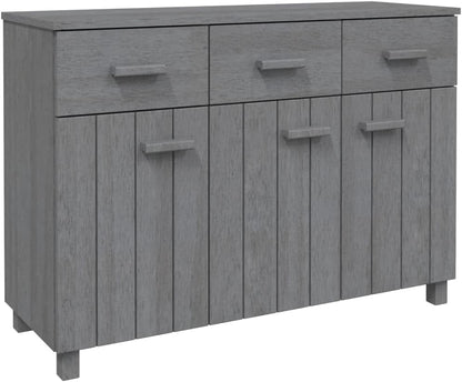 Dark Grey Solid Pine Wood Sideboard with 3 Drawers, MDF Medium Buffet Cabinet for Dining Room and Living Room Storage, Modern Traditional Design, Durable Furniture