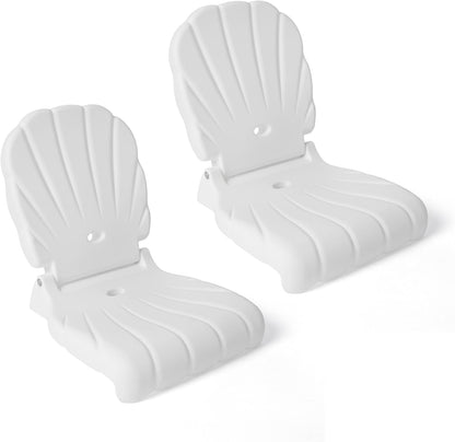 Step2 Seashell Flip Seat 2 Pack, Adult Portable Outdoor Chairs for Poolside, Camping, Beach, Stadium, Providing Back Support, Made of UV20 Durable Plastic, Incredible White