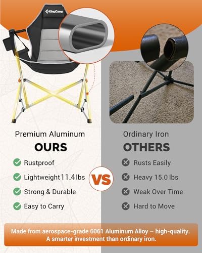 KingCamp Hammock Chair with Footrest, Heavy Duty Swinging Chairs 400lbs | Folding Hammock Camping Chair, Oversized Rocking Chair with Cup Holder, Portable Camp Chairs for Outdoor Beach Lawn RV Sports