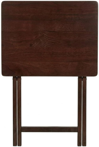 Folding TV Tray Table, Rubberwood, Walnut, 19" x 14.5" x 26", Indoor, 1 Piece