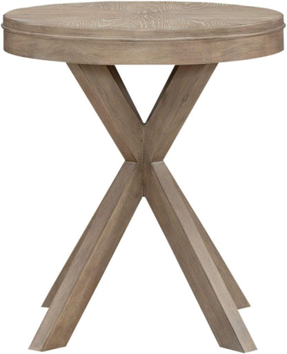 Liberty Furniture Brentwood Round End Table for Living Room - Sandstone Oak Wood