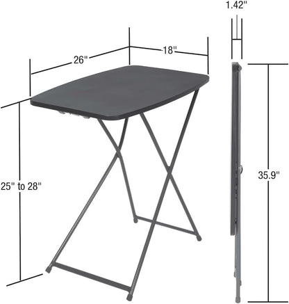 26 Inch Adjustable Height Personal Folding Table - Lightweight Portable Desk for Small Spaces, Dorm Room, TV Tray, Craft Table & Camping - Easy Fold Flat Storage, No Assembly Required, Black