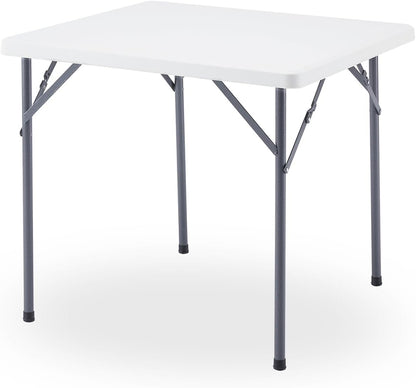 KAIHAOWIN Folding Card Table: Small White Foldable Square Table Plastic with Folding Legs for Outdoor Indoor Small Spaces