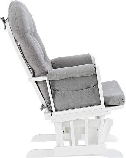 Windsor Glider and Ottoman, Polyester, Wood, Metal, White with Gray Cushion