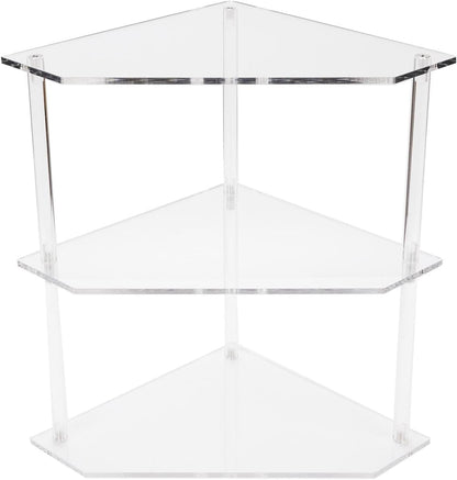 Yosoo Acrylic Corner Table, Small 3 Tier Triangular End Table, Transparent & Stable, Easy to Install, Suitable for Living Room, Bedroom, Study Arrangement