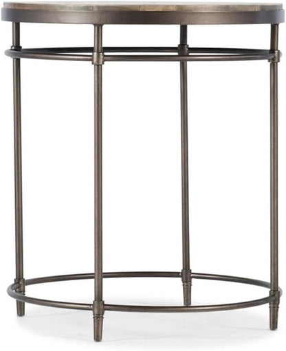 Pemberly Row 22" Round End Table, Acacia Solid Wood Top, Light Wood Finish, Metal Base, Modern Contemporary Design, Durable Living Room Side Table for Indoor Use