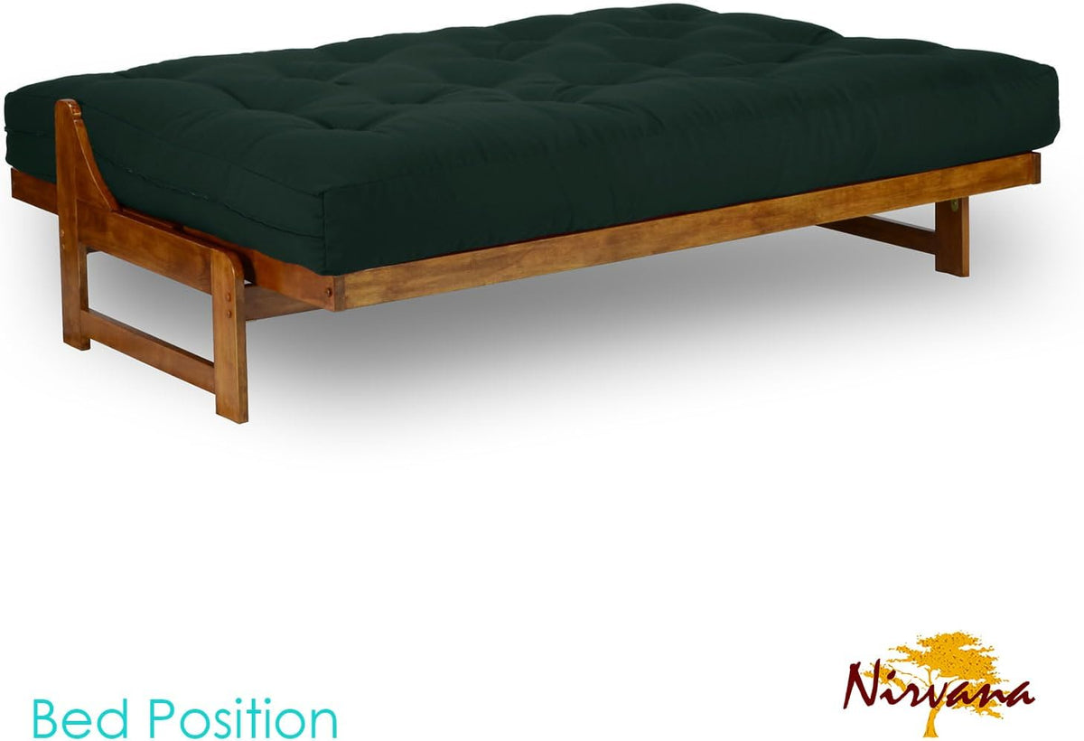 Arden Futon Set - Full Size, Frame, 8" Mattress, Twill Hunter Green Cover