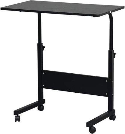 Side Table,Computer Desk with Wheels,Height Adjustable Rolling Potable Laptop Cart,C-Shaped Bed Couch End Tables with Baffle for Livingroom Bedroom (L)