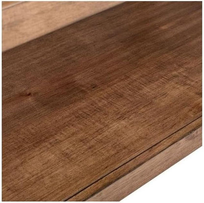 Pemberly Row 3-Piece Living Room Table Set, Harvest Brown Wood Finish, Poplar and Maple Veneers, Includes Cocktail Table with Casters and 2 End Tables, Shaker Style, Storage Shelves for Living Room