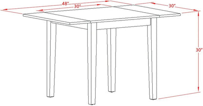 East West Furniture NDT-MAH-T Norden Kitchen Table - a Rectangle Dining Table Top with Dropleaf & Stylish Legs, 30x48 Inch, Mahogany