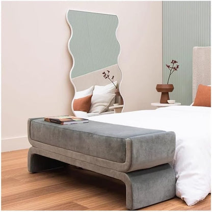 Modern Bedside Stool Bedroom Bench Simple Special-Shaped Living Room Long Home Shoe Changing Entryway(Gris,Large)