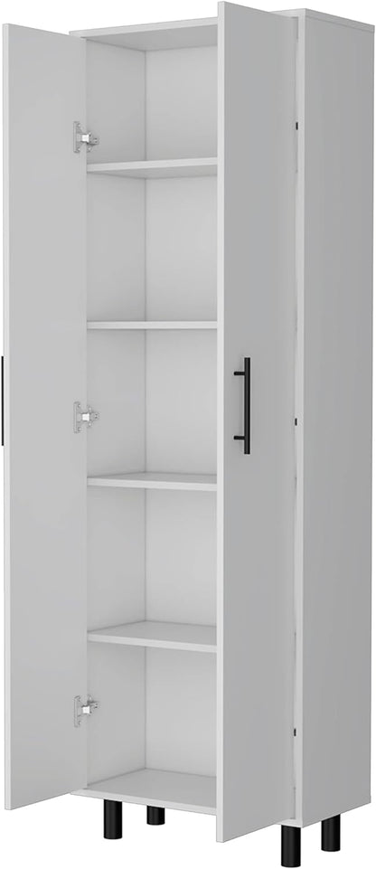 2 Door 5 Shelf Kitchen Pantry White