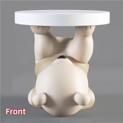 Bear Statue Side Table, Modern Sofa Table, Resin Sculpture Bedside Table, Home Decor, Cute Bedroom Decor, Accent Table for Living Room(Brown)