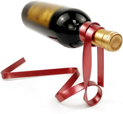 Color Ribbon Wine Rack Suspended Wine Shelf Tabletop Display Holder Personality Balance Bracket for One Bottle Modern Home Decor Kitchen Counter Living Room Restaurant