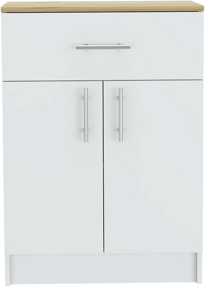 2 Piece Kitchen Set with Island Table and Pantry Cabinet | Includes pre-drilled holes for assembly