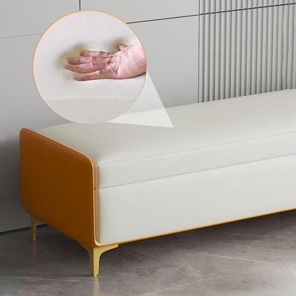 Modern Bed End Stool Bedroom Shoe Changing Entrance Bench Clothing Store Cloakroom Rest Sofa Storage Entryway(Off-White,Medium)