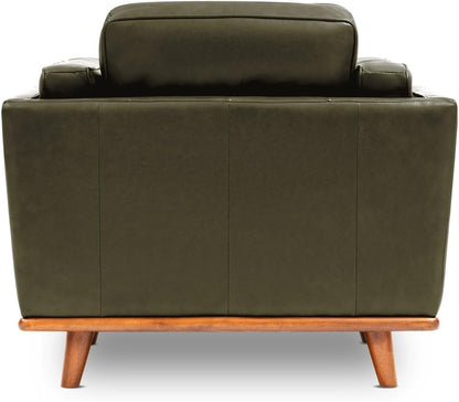 Valencia Artisan Full Leather Accent Chair 41.5” | Pure Full Italian Nappa Leather Chair, Solid Wood Accent, Ultimate Comfort, Dark Green