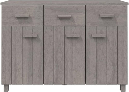 Light Grey Solid Pine Wood Sideboard with Shelves and Drawers, Traditional Style Storage Cabinet for Living Room Bedroom Dining Area, Durable Furniture