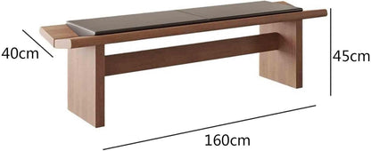 Modern Wooden Long Shoe-Changing Bench for Bedroom Dressing Room Leather Bed end Upholstered Entryway(Large)