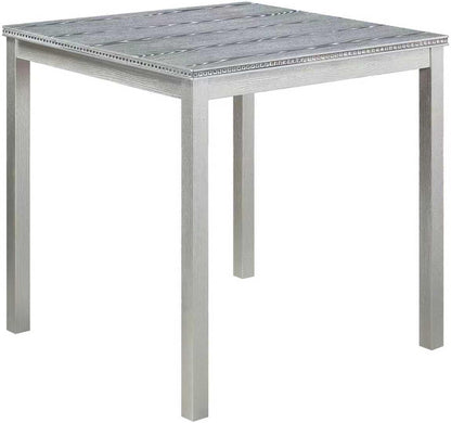 SOFTSEA Wooden Dining Table up for 4, Square Kitchen Table with Solid Wood Legs, 34.5 Inch Modern Dining Table with Spacious Tabletop, for Kitchen Living Room, Silver Grey