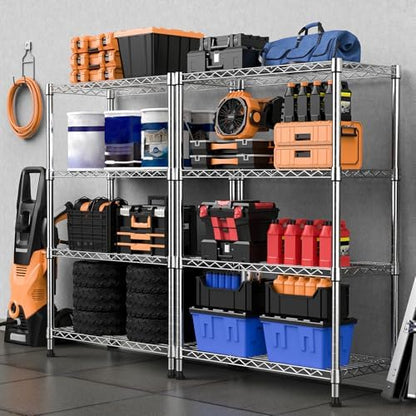 M MZG 1000 lbs Storage Shelving Steel Heavy Duty 4-Tier Utility Shelving Unit Steel Organizer Wire Rack for Home,Kitchen,Office,Chrome (13.7" D x 29.5" W x 47.2" H)