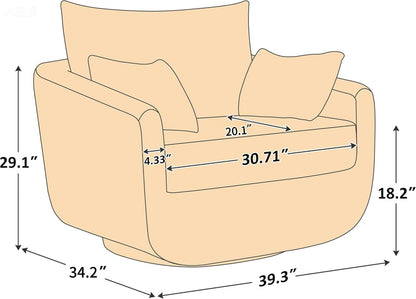 360° Swivel Accent Armchair, 39.3" Oversized, Sherpa Boucle Fabric Sofa Chair with Removable Back & Arm Pillows, Swivel Chair with Cozy Soft Padded (1, Camel)