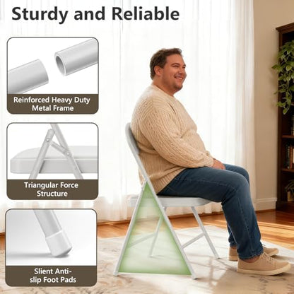 Folding Table and Chairs Set for 4, 36 Inch Foldable Card Table with Carrying Handle & 4 PU Leather Padded Folding Chairs, Portable Indoor Outdoor Dining Table Set for Picnic, Camping, RV, Game Night