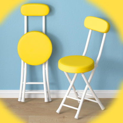 Foldable Bar Stool with Backrest Folding Chair Kitchen Stool with PU Padded Round Seat Cushion, Portable Stool Chair for Breakfast Bar, Desk, Living Room (Color : Yellow)