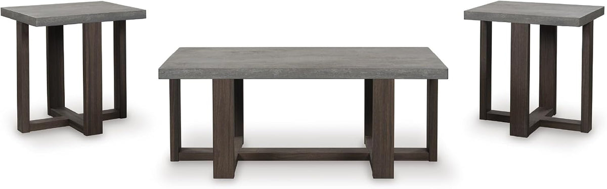 Signature Design by Ashley Dynnford Industrial Water Stain Resistant Table, Set of 3, Gray & Dark Brown