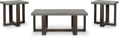 Signature Design by Ashley Dynnford Industrial Water Stain Resistant Table, Set of 3, Gray & Dark Brown