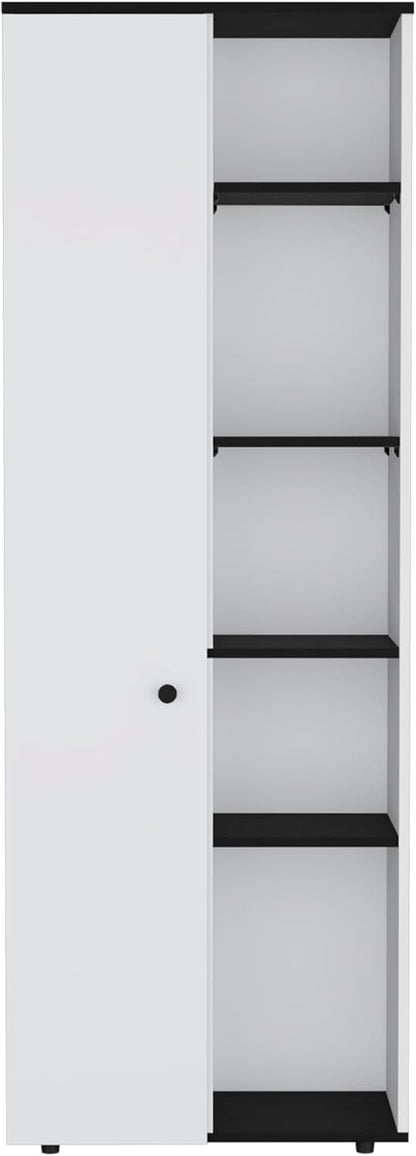 Kitchen Pantry Storage Cabinet with and Five Interior and Exterior Shelves