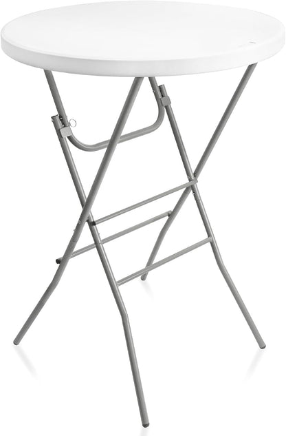 Byliable 32in Cocktail Folding Table, Round High Top Bar Table, White | Portable Foldable Design with Removable Legs, Two Folding Methods, HDPE Tabletop, Indoor Outdoor for Parties, Patio, Events
