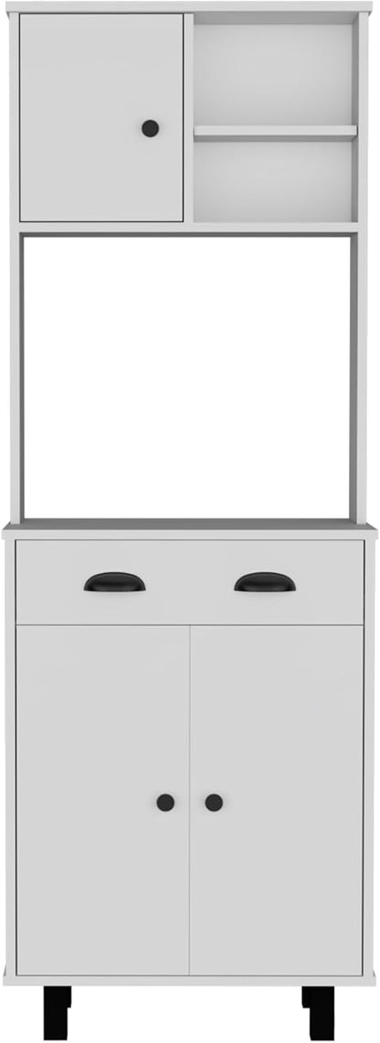 Salem Kitchen Pantry with 2 Cabinets, 2 Open Shelves, and Drawer