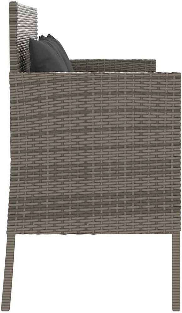 Gray Poly Rattan Patio Storage Bench with Cushion, Outdoor Seat with Waterproof Bag and Gas Spring