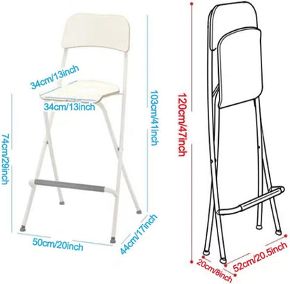 29 inch Folding Breakfast Bar Stool with Backrest,Counter Height Modern Tall Bar Stool for Kitchen Dining Room Office,Portable Bar Chair,Seat Height 74cm(Black,2PCS)