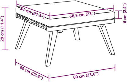 Solid Acacia Wood Footrest with Cushion for Garden Patio, Garden Ottoman Stool, 23.6x23.6x11.4 Inches