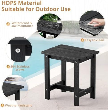 LUE BONA Outdoor Rocking Chairs Set, 3-Piece, HDPS Poly Porch Rockers with Table, Plastic Weather Resistant Rocking Chair Set for Outdoor Indoor, Garden, Backyard, 350lb, Black Chairs+Table