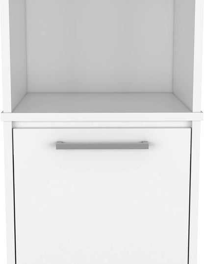 FM FURNITURE White Pantry Cabinet with Adjustable Shelves, Manufactured Wood, Tall Kitchen Pantry Storage Cabinet with Door