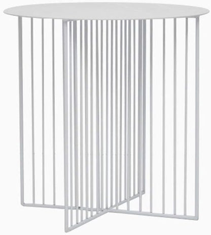 Telephone Table, Nordic Simplicity Sofa Side Table Round Metal Coffee Table Telephone Table Balcony Leisure Table Potted Plant Rack(Color:White,Size:4545CM)
