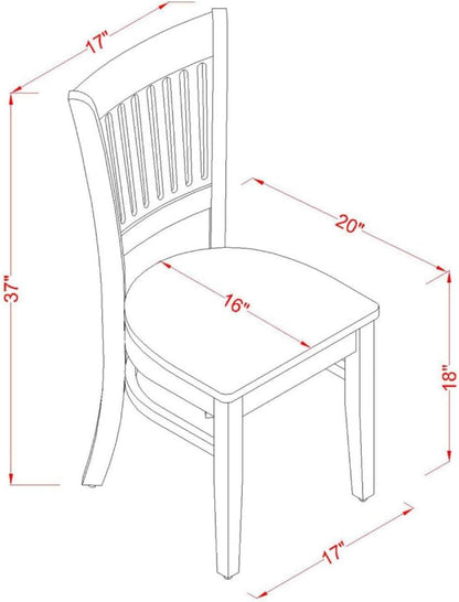 East West Furniture VAC-OAK-W Vancouver Kitchen Dining Chairs - Slat Back Wooden Seat Chairs, Set of 2, Oak