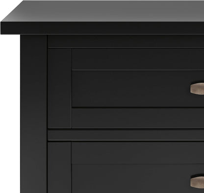 SIMPLIHOME Warm Shaker Solid Wood 24 inch Wide Transitional-Style Bedside Nightstand Tables in Black for the Living Room and Bedroom (Set of 2)
