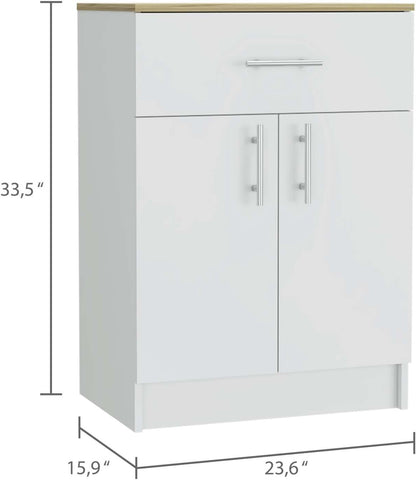 2 Piece Kitchen Set with Island Table and Pantry Cabinet | Includes pre-drilled holes for assembly