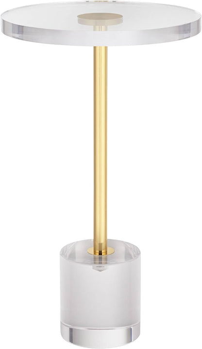 Studio 55D Callie 14" Wide Gold and Clear Acrylic Round Side Table