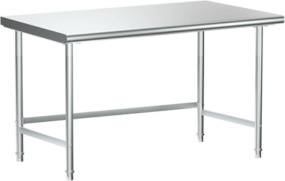 Treshin Open Base Stainless Steel Table 24" X 48" | Commercial Heavy Duty Prep & Work Table for Kitchen, Restaurant, Home, Hotel, Laundry