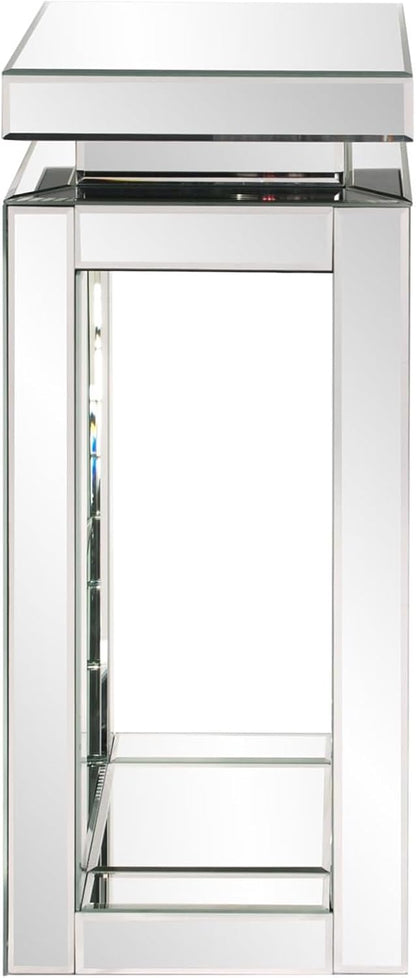 Howard Elliott Collection Small Silver Mirrored Pedestal Accent Table for Home Decoration, Mirrored Finish Design End Table for Bedroom, Entryway or for Any Room, 12 x 12 x 28 Inches